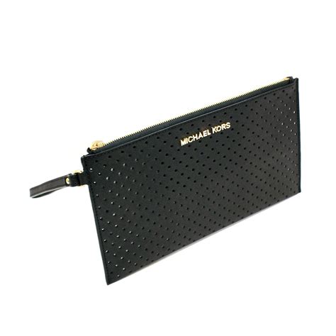 michael kors jet set travel large wristlet black|michael kors wristlet.